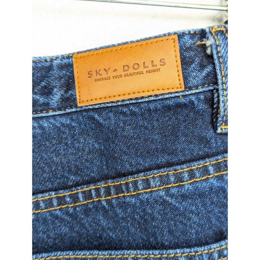 Sky Dolls Dark Blue Low-Mid Rise Jeans Size L Tall Wide Leg Mid Rise Cotton - Picture 6 of 8